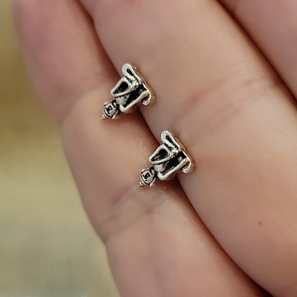 Tiny Buddha Stud Earrings - Picture 6 of 7